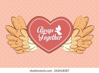 Angel design over pink background, vector illustration.