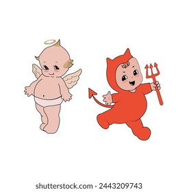 Angel and Devil baby Digital editable