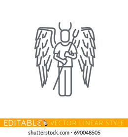 Angel and devil business icons. Good and bad. Vector flat cartoon illustration