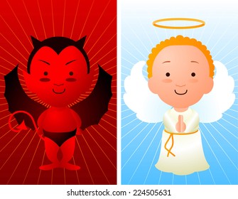 Angel and devil cartoon