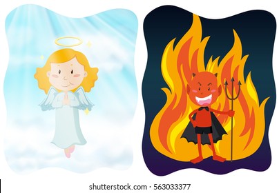Angel and devil characters illustration