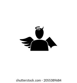 Ángel, diablo, ícono de demonio en conjunto bueno y malo