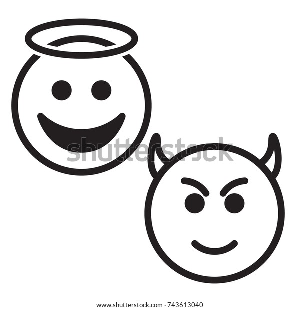 Angel Devil Face Icons Stock Vector (Royalty Free) 743613040 | Shutterstock