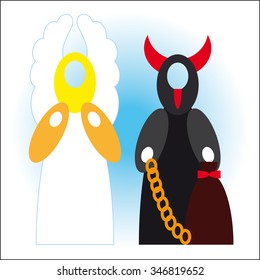 Angel and devil - good and bad - empty head vector design