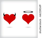 Angel and Devil hearts. Vector.