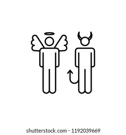 angel and devil icon. Element of conceptual figures for mobile concept and web apps illustration. Thin line icon for website design and development, app development
