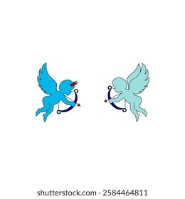 Angel and devil logo design template. Angel and devil vector icon.