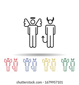 Angel and devil multi color icon. Simple thin line, outline vector of conceptual figures icons for ui and ux, website or mobile application