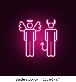 angel and devil neon icon. Elements of conceptual figures set. Simple icon for websites, web design, mobile app, info graphics