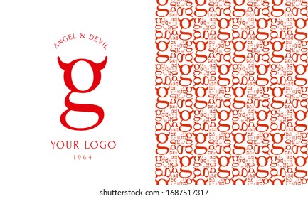 Angel or Devil original logotype with G symbol and two beautiful patterns ready to use