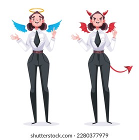 Los ángel y los demonios son un conjunto aislado. Ilustración del diseño gráfico del vector