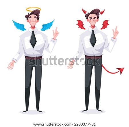 Angel and devil people character isolated set. Vector graphic design illustration