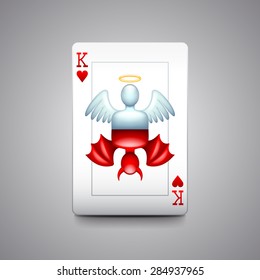 Angel and devil playing cards photo realistic vector illustration