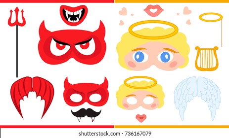 Angel and devil. Printable photo booth props. 