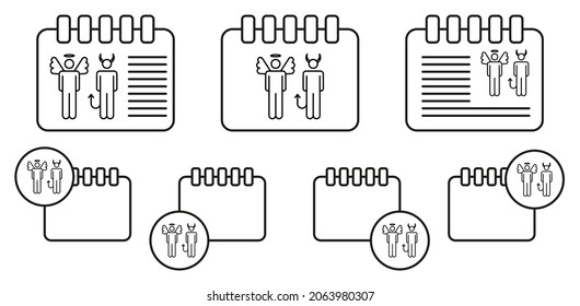 Angel and devil vector icon in calender set illustration for ui and ux, website or mobile application