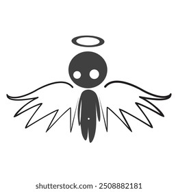 Angel or devil who has wings and a circle above his head