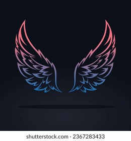 Angel or devil wings in esports style. Gaming wallpaper with bird wings. print on t shirts or as a tattoo. eagle wings silhouette for logos and other art projects.