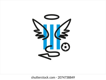 Angel and devil wings flag soccer argentina ball