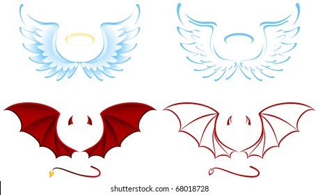 Angel and Devil wings, illustration svg