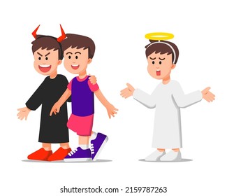 angel are disappointed because the boy prefer to follow the devil's orders