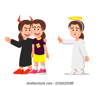 angel are disappointed because little girls prefer to follow the devil's orders