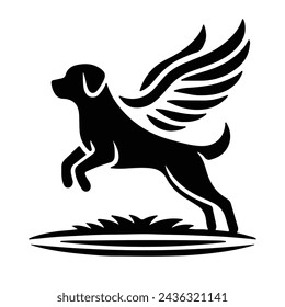 Angel dog luffing with wings with dog