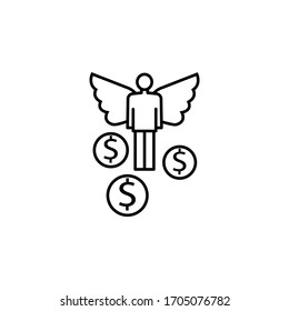 angel with dollar line illustration icon on white background