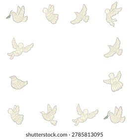 Angel and dove ornament square frame for Christmas design template