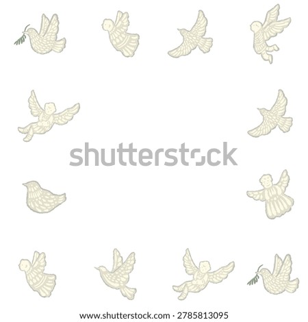 Angel and dove ornament square frame for Christmas design template