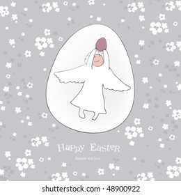 Angel with egg. Happy Easter greetings. Contains mesh.