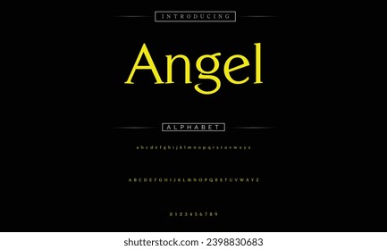 Angel Elegant Font Uppercase Lowercase and Number. Classic Lettering Minimal Fashion Designs. Typography modern serif fonts regular decorative vintage concept. vector illustration