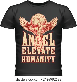 Angel Elevate Humanity Metal T-Shirt Design