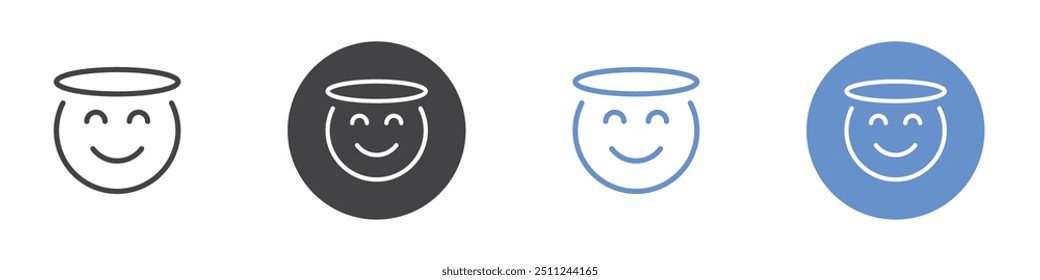 Angel emoji icon Flat set in black and white color