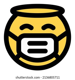 Angel emoji with the mask for the protection of flu