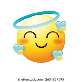 Emoji anjo com coração ilustração vetor isolado.