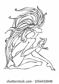Angel. Esoteric. Girl angel.  Vector.