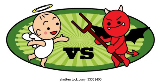 angel and evil fighting