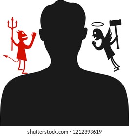 Angel evil and human discussion vector illustration