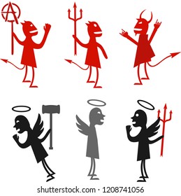 Angel with evil,deamon character set