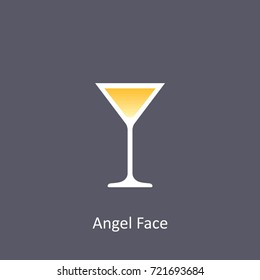 Angel Face cocktail icon on dark background in flat style