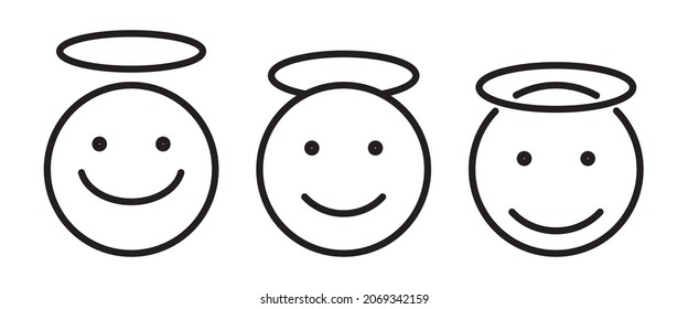 Angel face line icon, angel emoticon icon button, vector, sign, symbol, logo, illustration, editable stroke, flat design style isolated on white