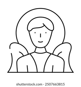 angel fantasy character line icon vector. angel fantasy character sign. isolated contour symbol black illustration