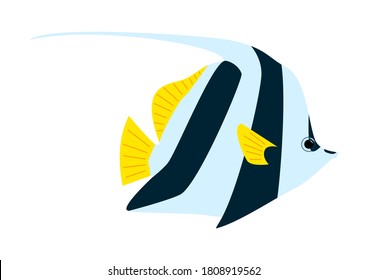 Angel fish. Colorful vector illustration of tropical fish isolated on white background.