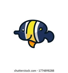 Angel fish filled outline icons. Vector illustration. Editable stroke. Isolated icon suitable for web, infographics, interface and apps.