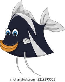 angel fish fresh water funny cartoon vector illustration