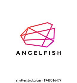 angel fish geometric polygonal gradient logo vector icon illustration