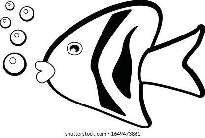 Angel Fish Icon. Black And White Logo.