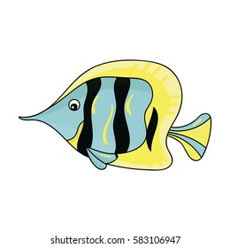 Angel fish icon in cartoon style isolated on white background. Sea animals symbol stock vector illustration.