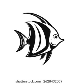 angel fish line art on white background
