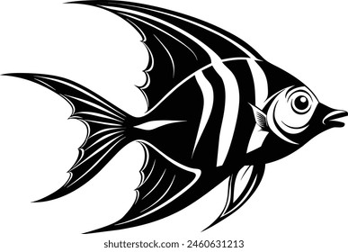Una silueta de pez ángel ilustración de arte de Vector negro